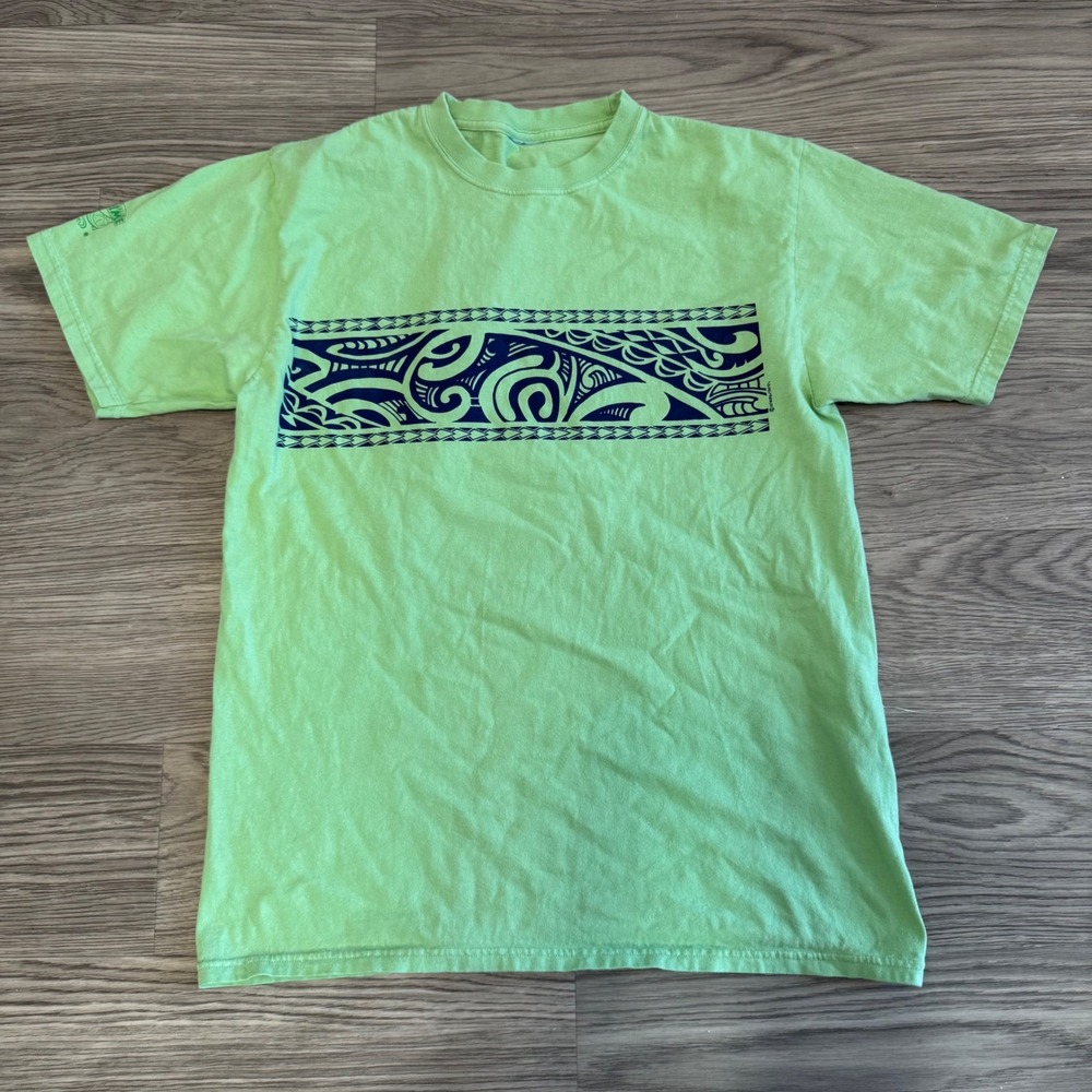 Y2K Crazy Shirts Key Lime Dyed Tribal Graphic T-Shirt Mens Medium Green